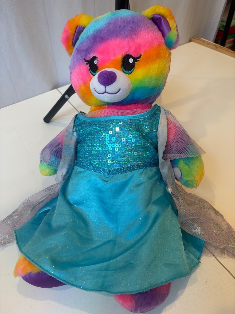 Rainbow Build-A-Bear Plush w/ Elsa Dress Outfit